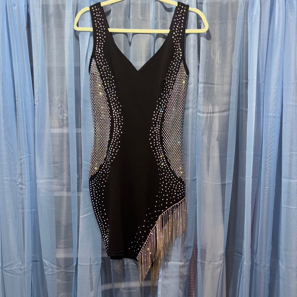 Banjul Black Rhinestone Mini Dress
